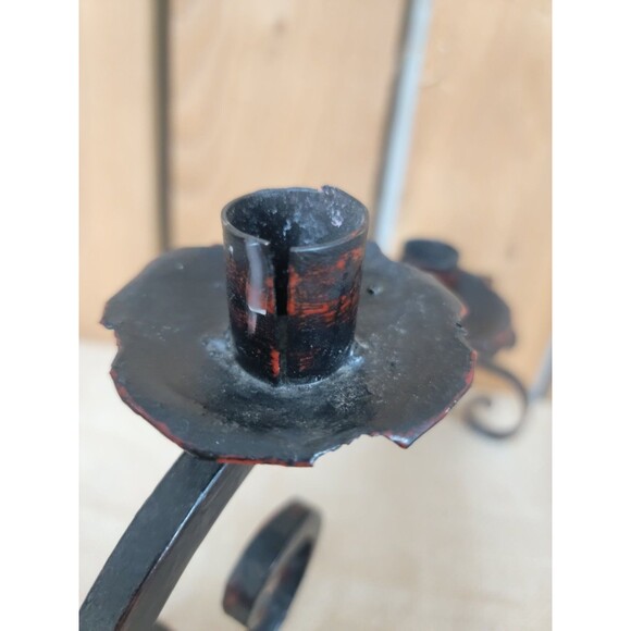 Vintage German Handcrafted Tiered Iron Candlestick - Picture 5 of 5